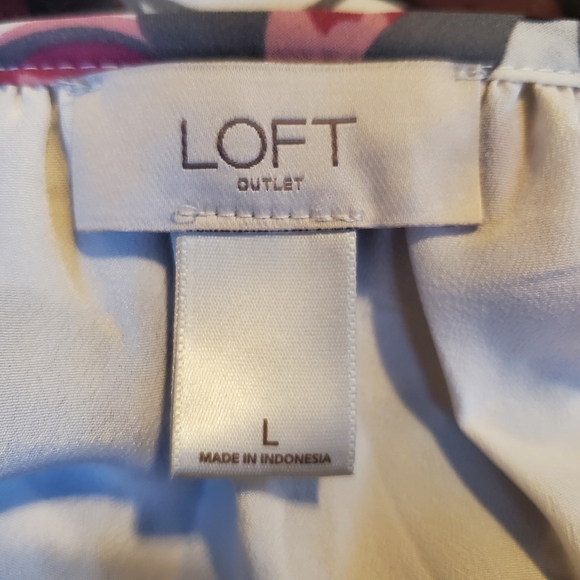 LOFT Floral Patterned Dress with Pink and Gray Accents - Picture 5 of 5